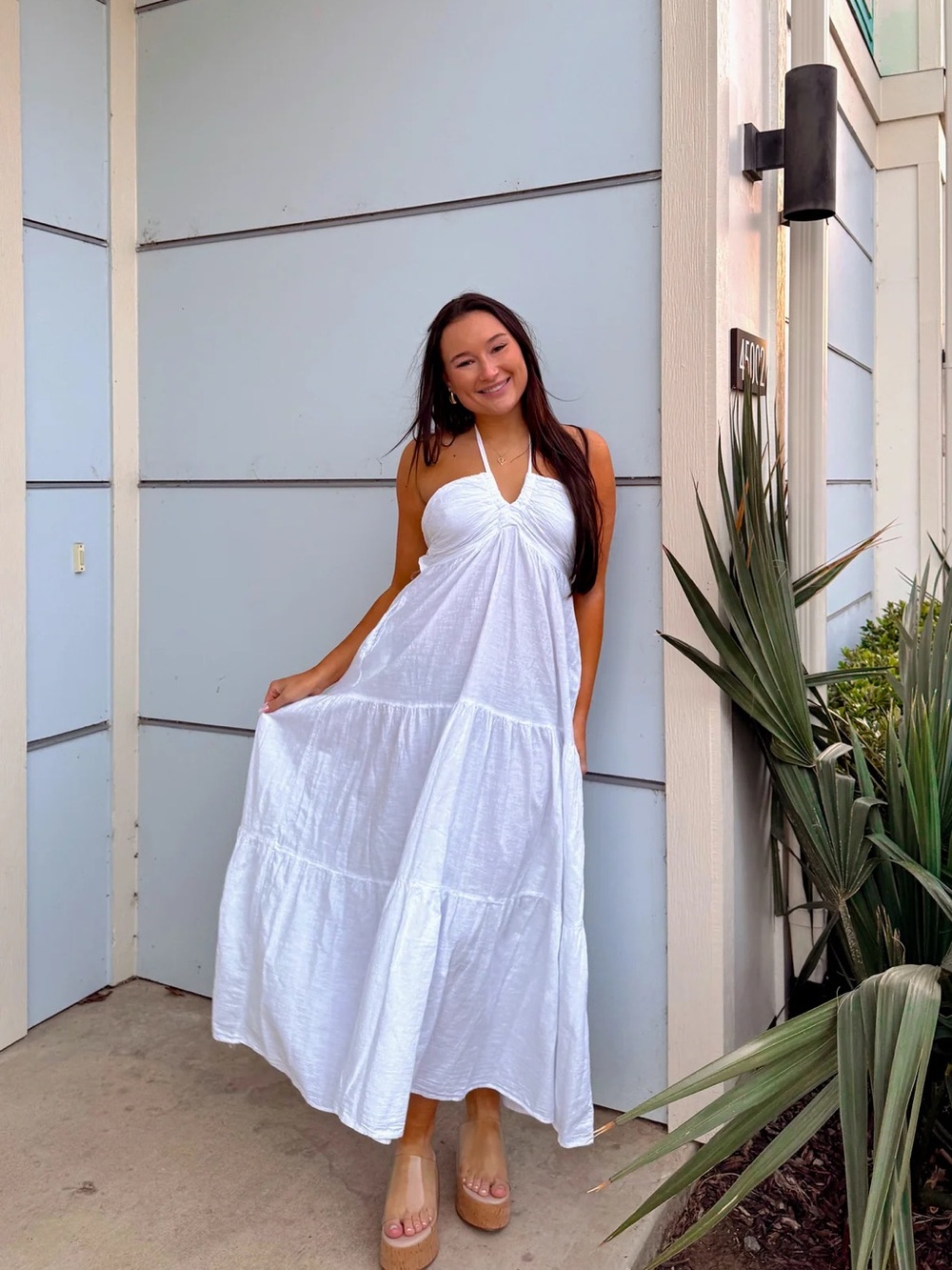 White Halter Maxi Dress - Lightweight Summer Dress